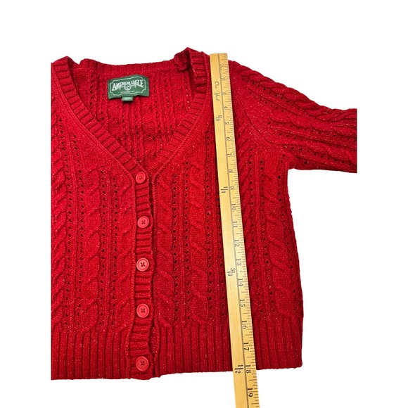 American Eagle Womens S Cable Knit Cardigan Sweater V-Neck Cropped Academia - Picture 8 of 8